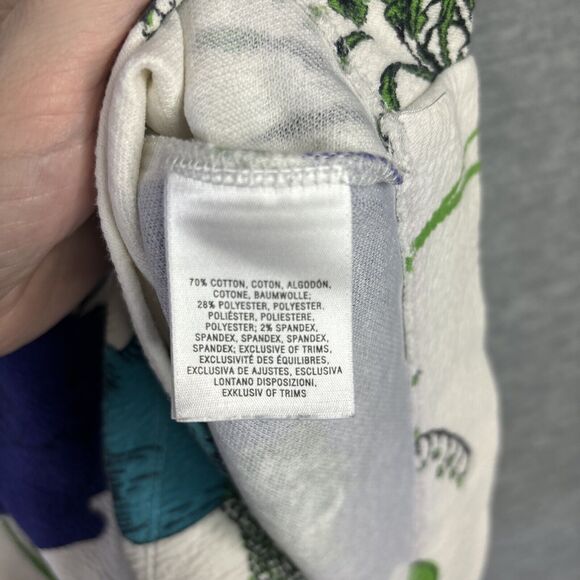 Anthropologie Deletta Haru S Floral Tunic Top Blue Green Puff Sleeve Mid Mod MCM - Picture 10 of 15